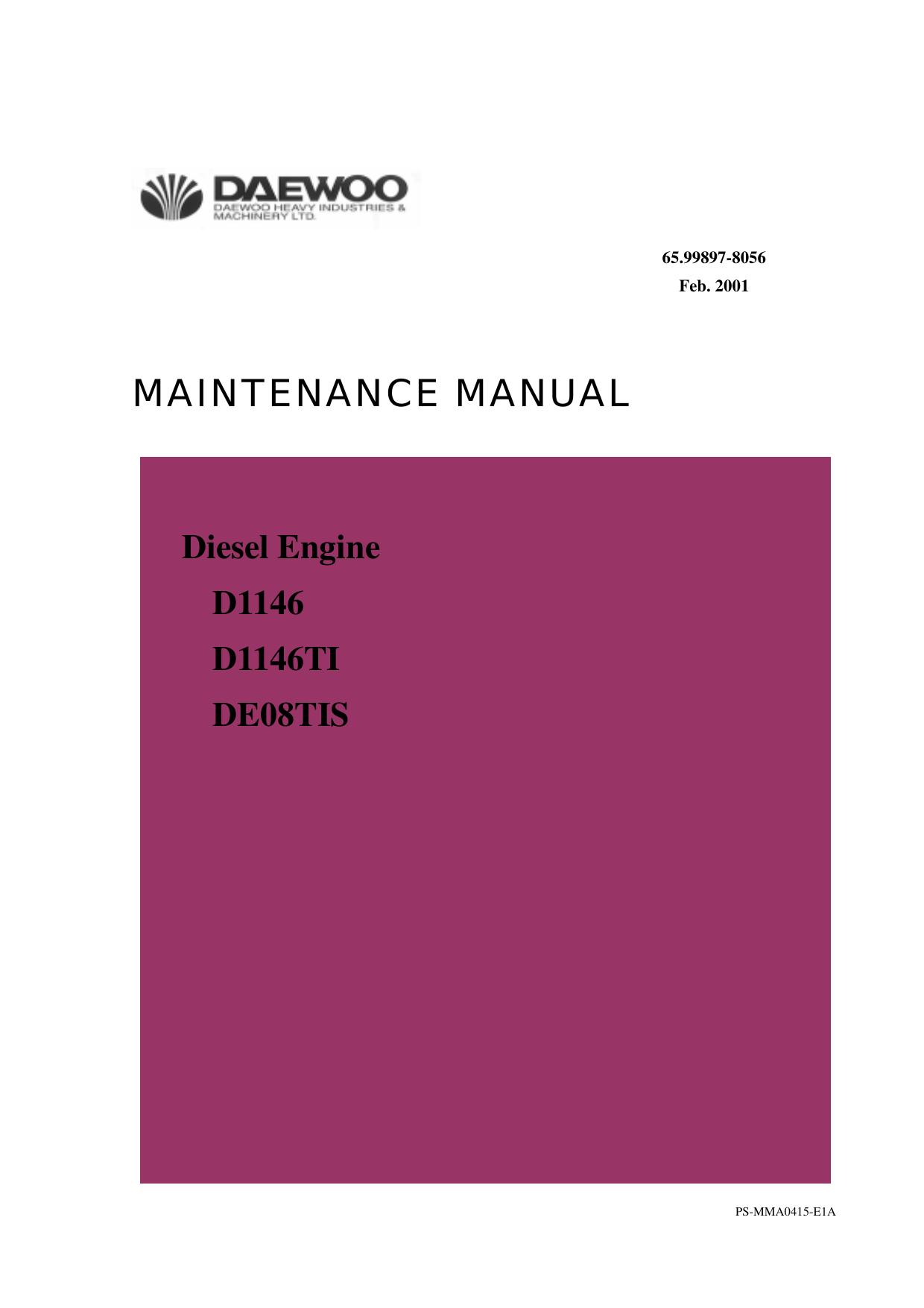 D1146 D1146TI DE08TIS Engine Maintenance Manual